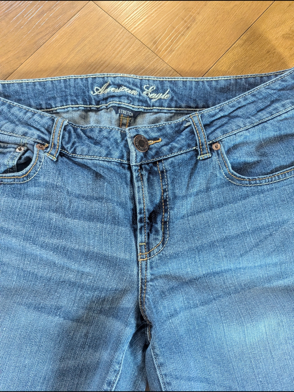 Vtg Y2K American Eagle "Favorite Boyfriend" Stretch Blue Jeans Size 14